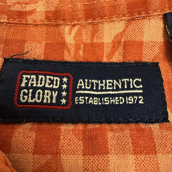 Rust Plaid Faded Glory Mens Button-Up Short Sleeve Shirt Size L - Picture 3 of 4